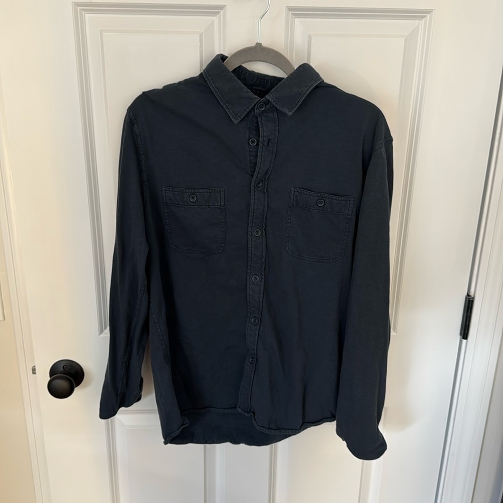 Faherty knit seasons shirt midnight blue